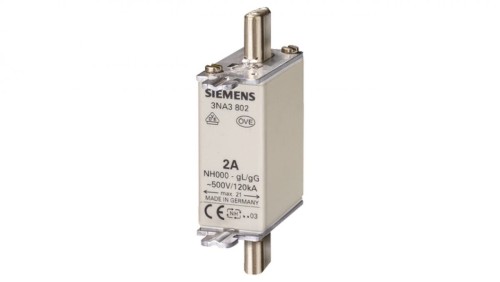 Wkładka topikowa NH000 10A gG 500V wersja standard zaczepy nieizolowane 3NA3803