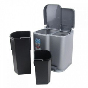 CURVER KOSZ DO SEGREGACJI ŚMIECI DUO PEDALBIN 21L  /SREBRNY/ GRAFITOWY