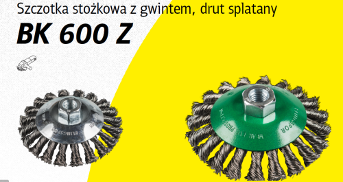 K.SZCZOTKA STOŻKOWA 115mm M14 BK600Z DRUT SKRĘCANY NIERDZEWNY