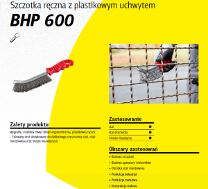 KLINGSPOR SZCZOTKA RĘCZNA UCHWYT PLASTIKOWY BHP600 DRUT STALOWY