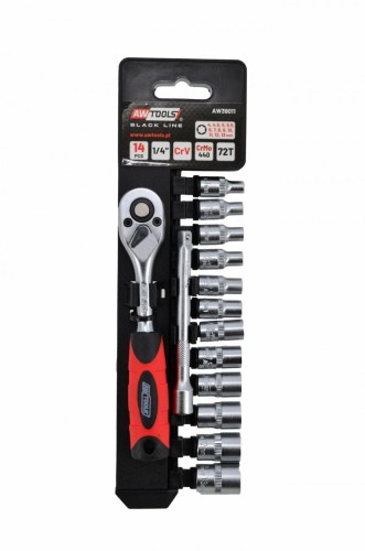 AWTOOLS ZESTAW KLUCZY 1/4" 14 elem. BLACK LINE