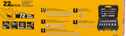 DEWALT ZESTAW KLUCZY  22el. 1/2"