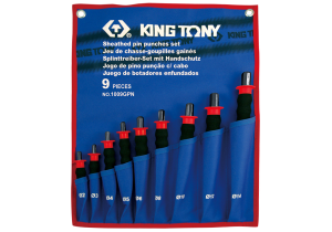 KING TONY ZESTAW WYBIJAKÓW IGŁOWYCH 9cz. 2-14mm Z UCHWYTEM GUMOWYM