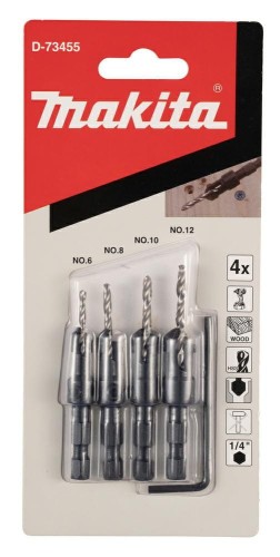 MAKITA ZEST.WIERT.DO DREWNA  4szt. Z POGŁĘBIACZEM  2,4/2,8/3,2/3,6mm