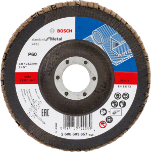 BOSCH ŚCIERNICA LISTKOWA 125mm X431 P 60 STANDARD FOR METAL WYPUKŁA