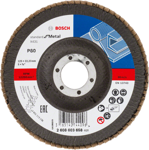 BOSCH ŚCIERNICA LISTKOWA 125mm X431 P 80 STANDARD FOR METAL WYPUKŁA