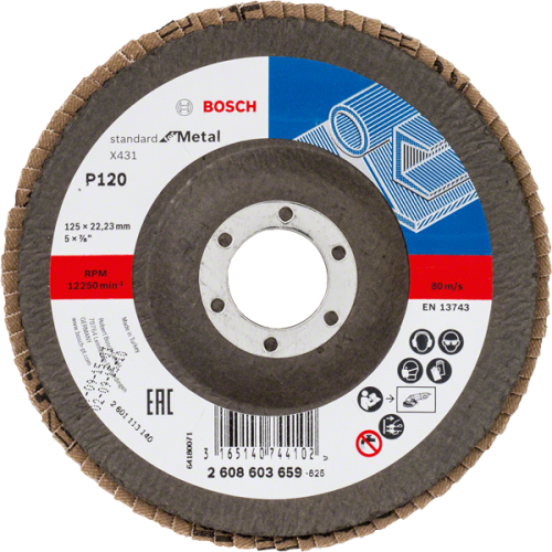 BOSCH ŚCIERNICA LISTKOWA 125mm X431 P120 STANDARD FOR METAL WYPUKŁA