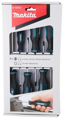 MAKITA ZESTAW WKRĘTAKÓW  6szt.  (SL4,0 x 100 / SL5,5 x 100 / SL6,5 x 125 / SL8 x 150 / PZ1 x 80 / PZ2 x 100)