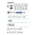 KT ZESTAW KLUCZY  24el. 1/2" KRÓTKIE 6-KĄT. 8-24mm +PŁASKO-OCZKOWE