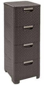 CURVER REGAŁ Z 4 SZUFLADAMI 4x14L  /CIEMNY BRĄZ