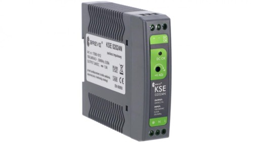 Zasilacz impulsowy KSE 02024P 230/ 24VDC 1A 24W na szynę DIN, Uzas: 85-264VACVAC, Ta70, 17000-1012