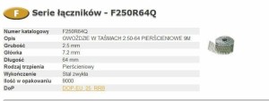 BOSTITCH GWOŹDZIE F 2,5-64 R Q