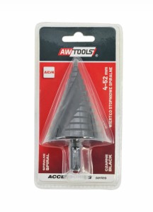 AWTOOLS WIERTŁO STOPNIOWE SPIRALNE/ 4-52mm/ AICrN/ CZARNE