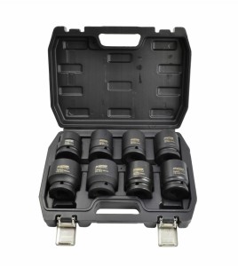 AWTOOLS ZESTAW NASADEK UDAROWYCH 3/4"  8cz./24-38mm KRÓTKIE BLACK LINE
