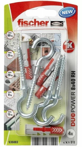 FISCHER KOŁEK DUOPOWER  8x40 Z HAKIEM OKRĄGŁYM /4szt.