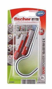 FISCHER KOŁEK DUOPOWER 10x50 Z HAKIEM OKRĄGŁYM /2szt.