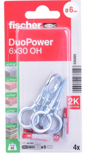 FISCHER KOŁEK DUOPOWER  6x30 Z HAKIEM OCZKOWYM /4szt.