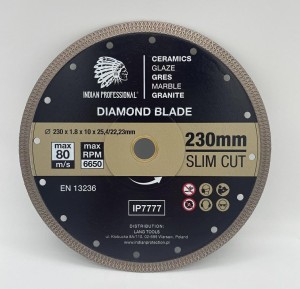 TARCZA DIAMENTOWA 230mm SLIM CUT  INDIAN PROFESSIONAL
